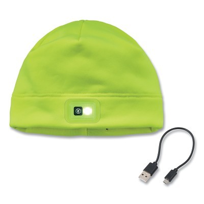 6801 Lime Skull Cap w/ Led Rechargeable Light MPN:16790