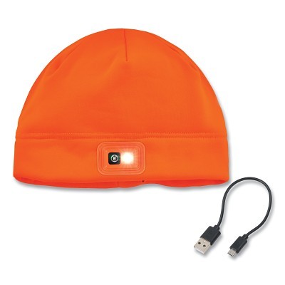6801 Orange Skull Cap w/Led Rechargeable Light MPN:16791
