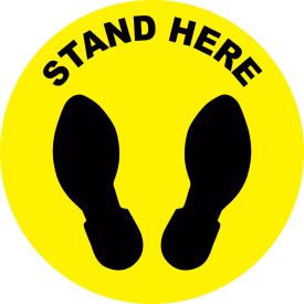 Stand Here Sign 8'' Round Vinyl Adhesive DSV-SIGN 64-SD-N