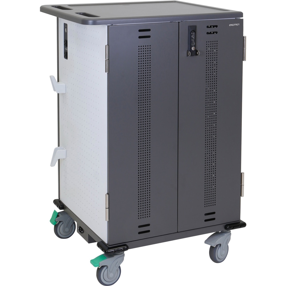 Ergotron YES36 Adjusta Charging Cart & Mobile Makerspace - 60 lb Capacity - 4 Casters - 4in Caster Size - 25inx 28.75in Depth x 41.50in - Gray, White - MPN:YES36-CHR-1