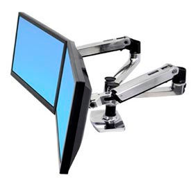 Ergotron® LX Dual Side-by-Side Arm Polished Aluminum 45-245-026