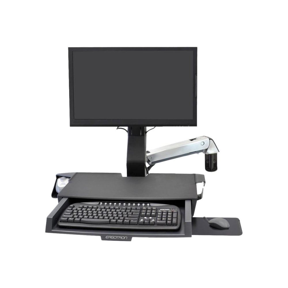 Ergotron StyleView Combo Arm with Worksurface & Pan - polished aluminum - screen size: up to 24in - wall-mountable MPN:45-583-026