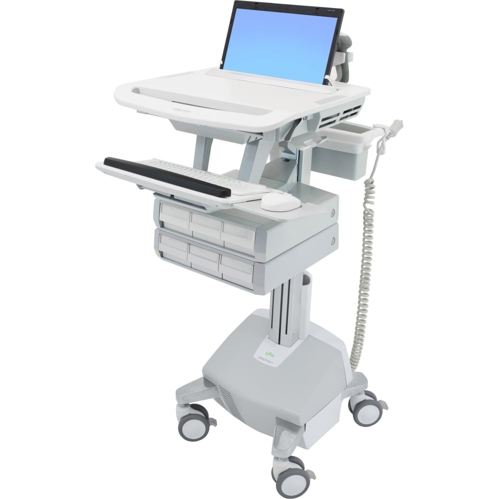 Ergotron StyleView Cart Desk Workstation 50-1/2inH x 17-1/2inW x 30-3/4inD, White/Gray MPN:SV44-1162-1