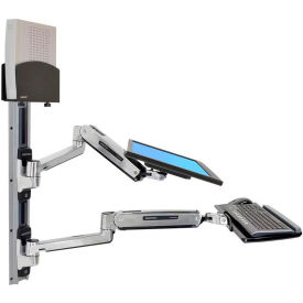 Ergotron® 45-359-026 LX Sit-Stand Wall Mount System with Small CPU Holder 45-359-026