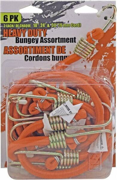 Bungee Cord Tie Down: Steel Hook, Non-Load Rated MPN:06846 - Pkg Qty 6