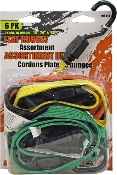 Bungee Cord Tie Down: Plastic Hook, Non-Load Rated MPN:06946 - Pkg Qty 6