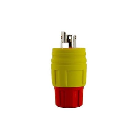 Watertight Locking Plug, L6-15P, 15 A, 250V AC, Single Phase, 2 Pole, Yellow MPN:1522-PW6P-AM