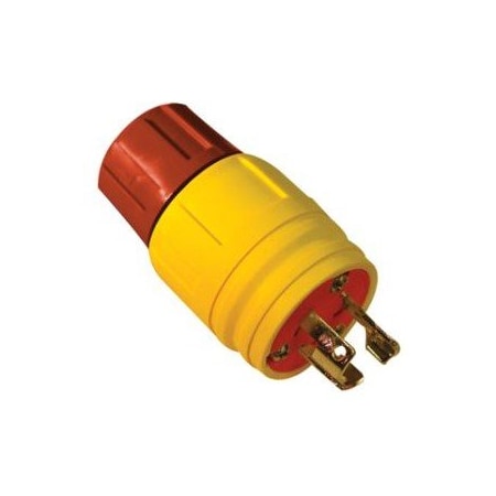 Watertight Locking Plug, L7-15P, 15 A, 277V AC, Single Phase, 2 Pole, Screw Terminals, Yellow MPN:1524-PW6P-AM