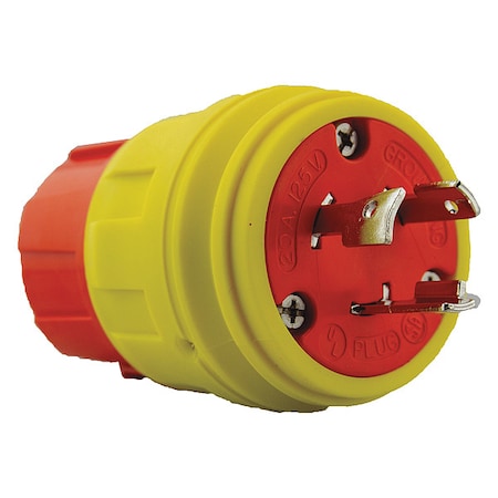 Watertight Locking Plug, L5-20P, 20 A, 125V AC, Single Phase, 2 Pole, Yellow MPN:2310-PW6P-AM