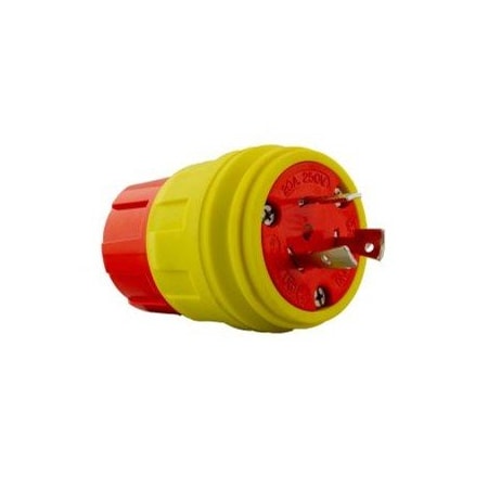 Watertight Locking Plug, L6-20P, 20 A, 250V AC, Single Phase, 2 Pole, Yellow MPN:2312-PW6P-AM