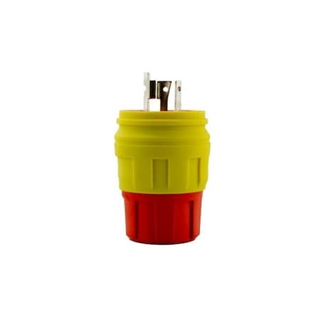 Watertight Locking Plug, L15-20P, 20 A, 250V AC, Three Phase, 3 Pole, Yellow MPN:2322-PW6P-AM