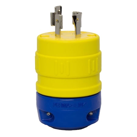 Locking Plug, L16-20P, 20 A, 480V AC, Three Phase, 3 Pole, Spring Clamp Terminals, Yellow MPN:2324-P