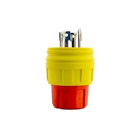 Watertight Locking Plug, L17-30P, 30 A, 600V AC, Three Phase, 3 Pole, Yellow MPN:2526-PW6P-AM