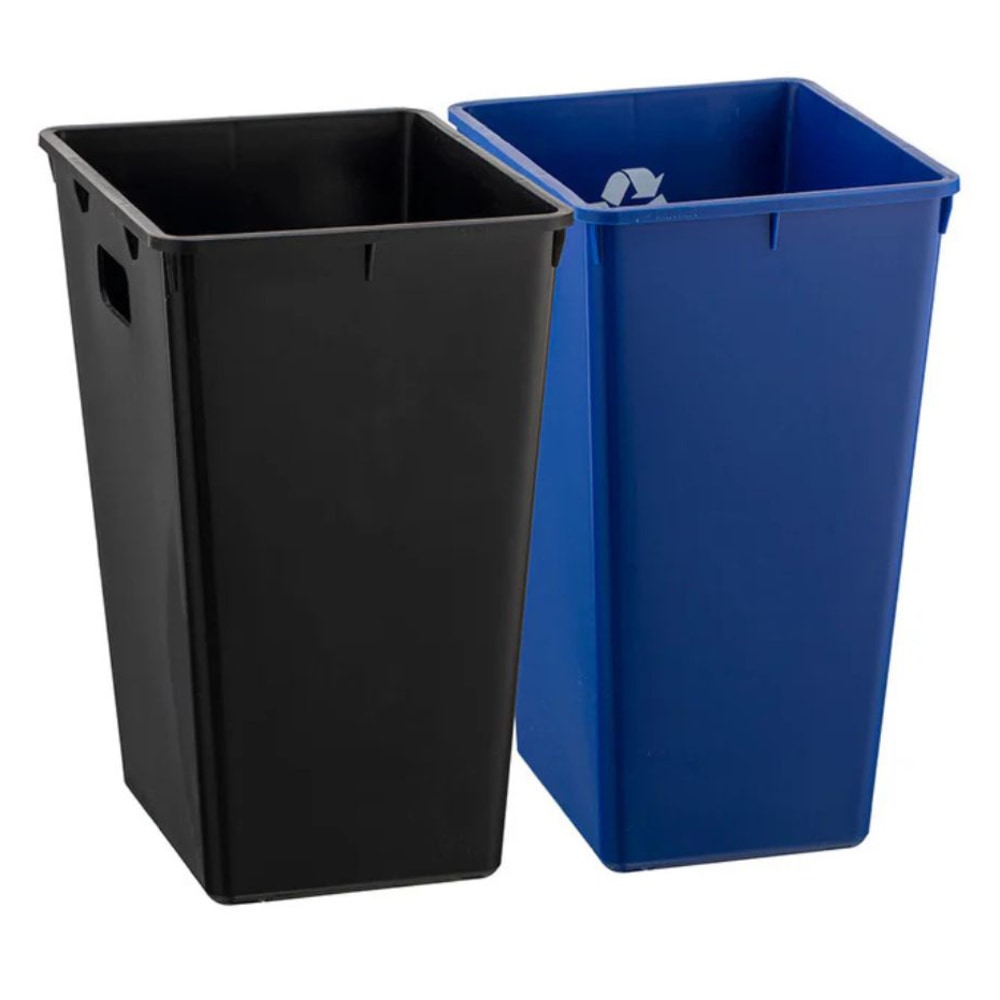 Erwyn Products Cordoba Recycle Wastebasket Liners, 11-3/16inH x 13-1/4inW x 8-1/4inD, Black/Blue, Pack Of 6 Liners MPN:61097LH