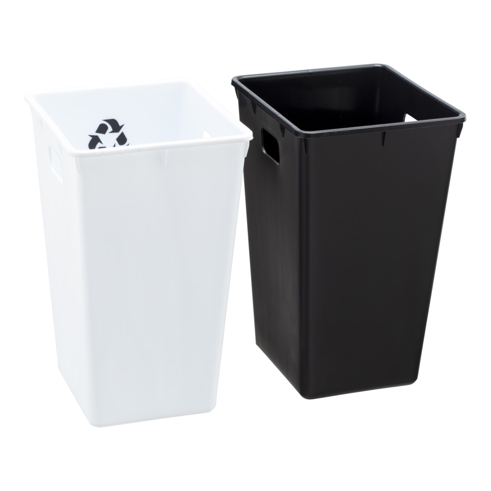 Erwyn Products Cordoba 2-Piece Recycle Wastebasket Liners With Lip, 11-3/16inH x 13-1/4inW x 8-1/4inD, Black/White, Pack Of 6 Sets MPN:61597L