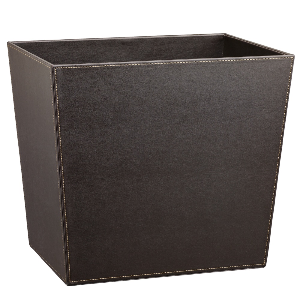 Erwyn Products Cordoba Leatherette Wastebaskets, 16-Quart, Brown, Set Of 6 Wastebaskets MPN:67290