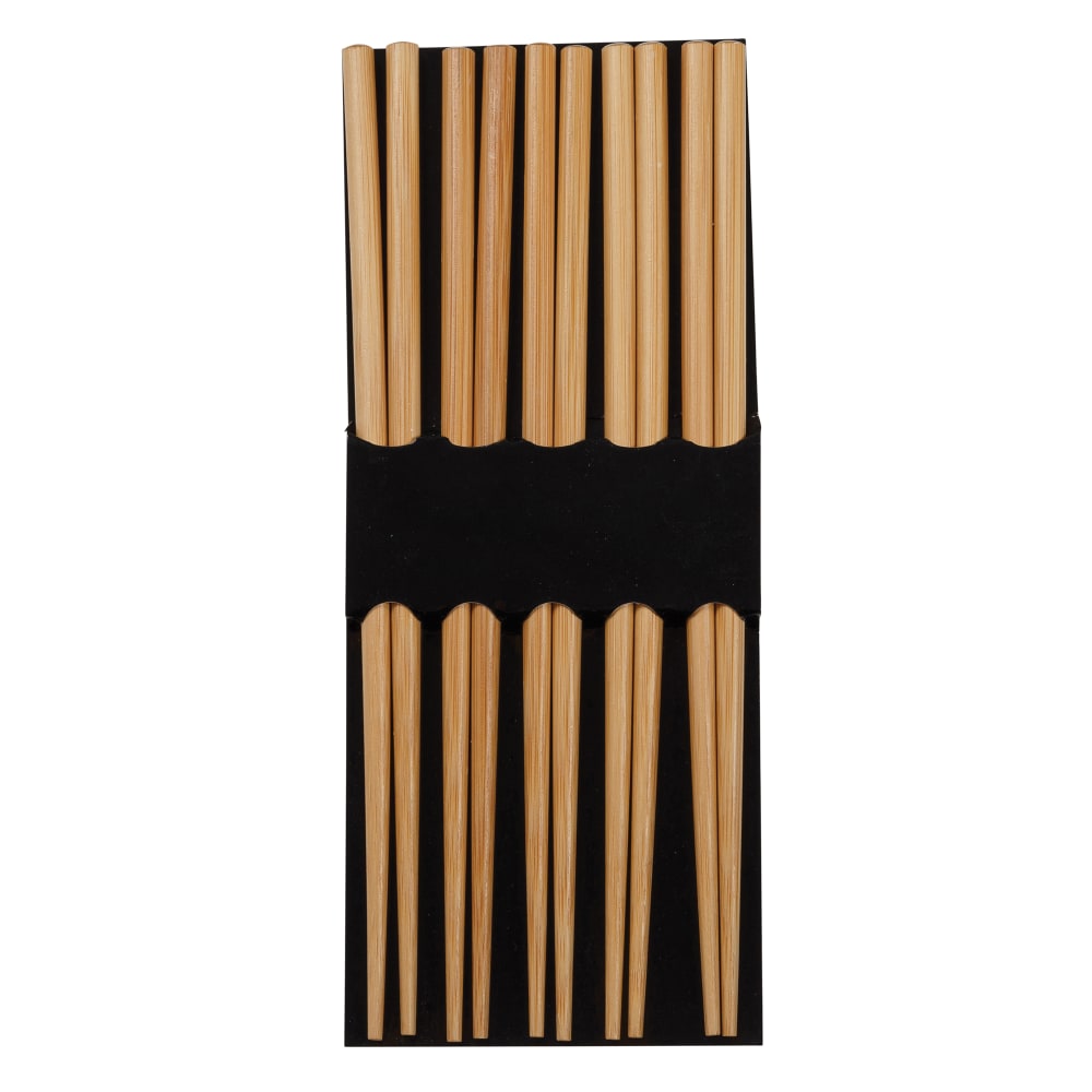 Joyce Chen Reusable Burnished Bamboo Chopsticks, 9inH x 1/4inW x 1/4inD, Pack Of 5 Pairs MPN:J30-0041