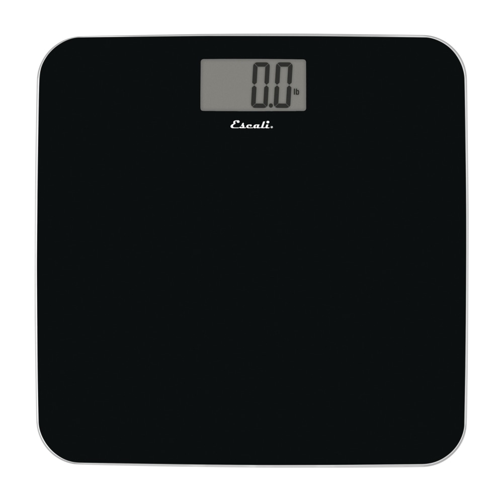 Escali B180SB Sleek Rounded 440 Lb Capacity Tempered Glass Bathroom Scale, 1/2inH x 11-15/16inW x 11-15/16inD, Black MPN:B180SB