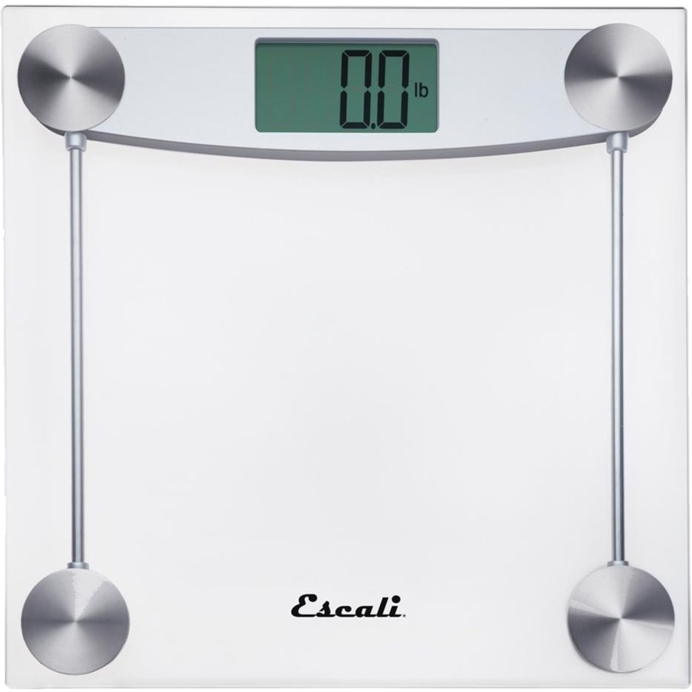 Escali Square Clear Glass Bathroom Scale - 400 lb - Clear, Silver MPN:E184