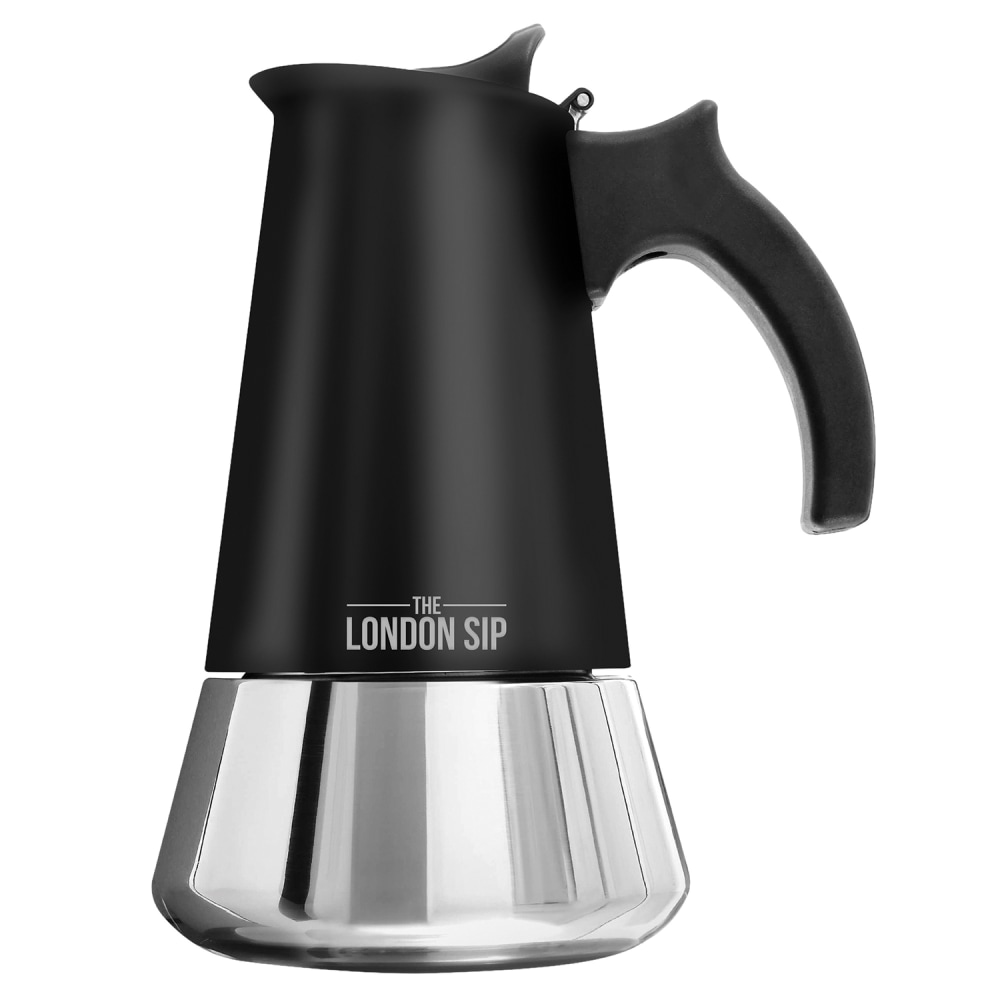 Escali London Sip 10-Cup Stovetop Espresso Maker, Matte Black/Stainless Steel MPN:EM10B