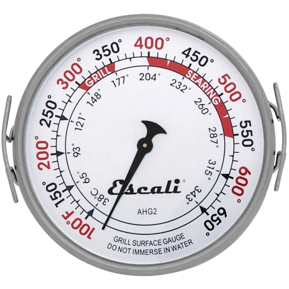 Escali Extra Large Grill Surface Thermometer - 100 deg.F (37.8 deg.C) to 650 deg.F (343.3 deg.C) - Large Display, Easy to Read, Durable - - AHG2 MPN:AHG2