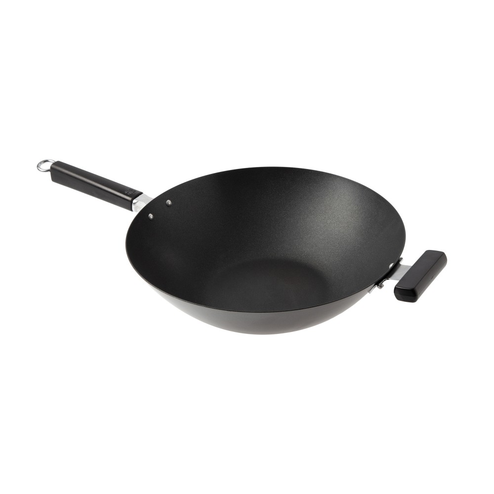 Joyce Chen Professional Series Carbon Steel Excalibur Nonstick Wok With Phenolic Handles, 4inH x 14inW x 24inD, Black MPN:J22-0040