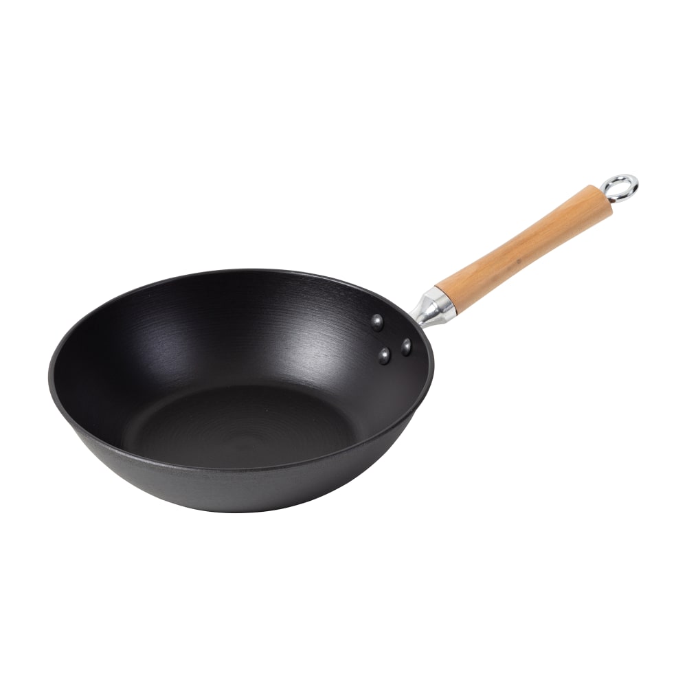 Joyce Chen Professional Series Cast Iron Stir Fry Pan With Maple Handle, 11-1/2in, Black MPN:J23-0003