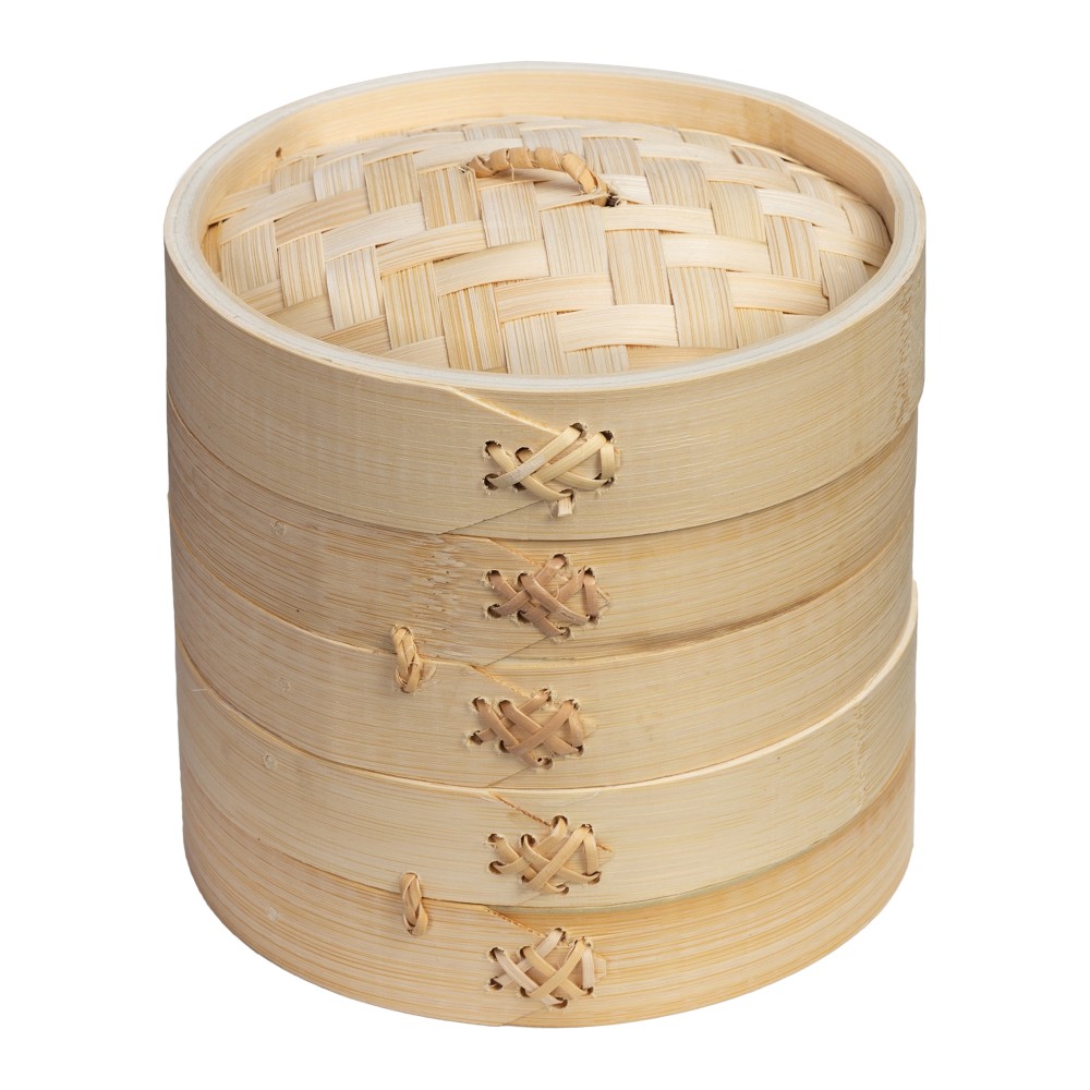 Joyce Chen 2-Tier Bamboo Steamer Baskets With Lid, 5-1/2inH x 6inW x 6inD MPN:J26-0016