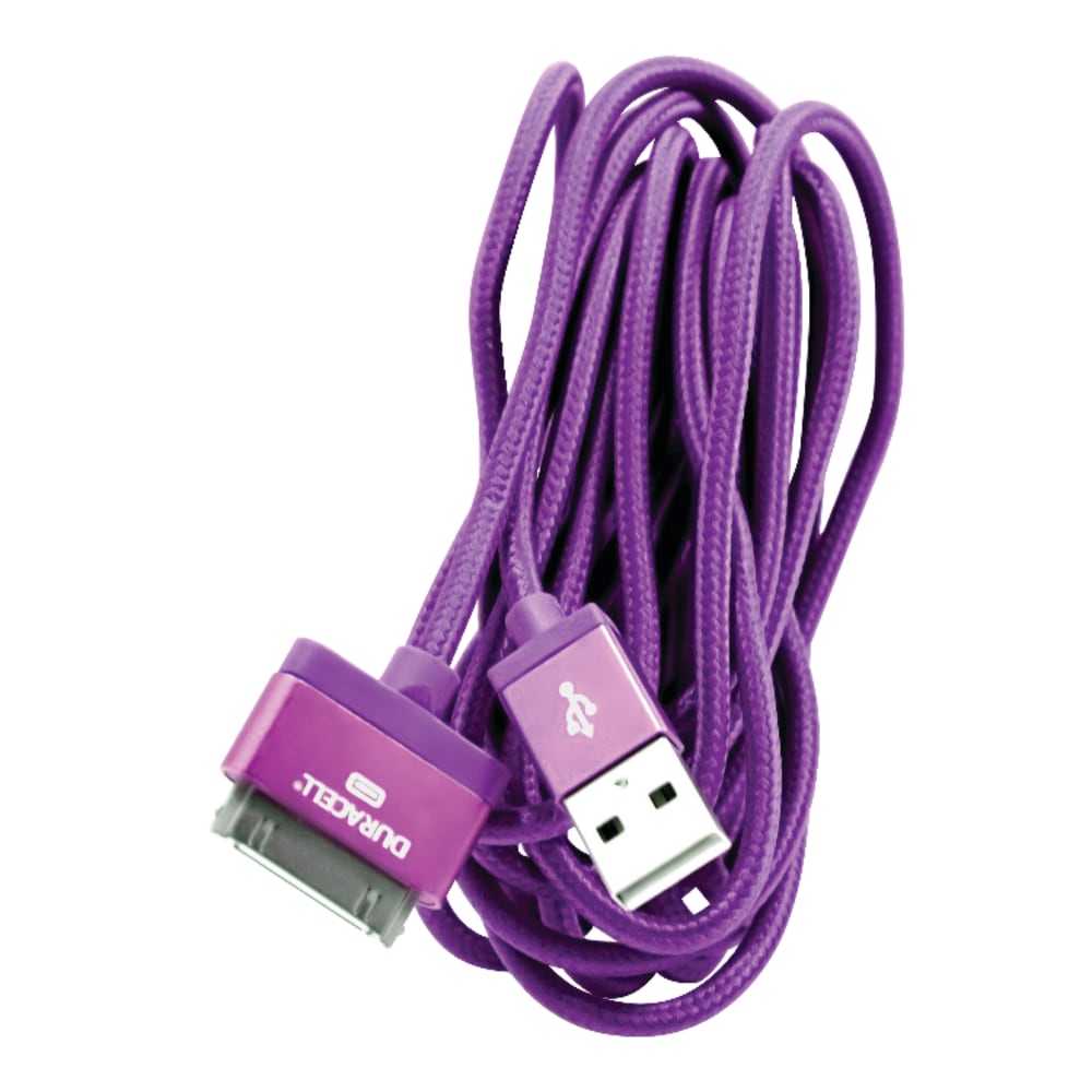 Duracell Sync & Charge 30-Pin USB Cable, 10ft, Purple (Min Order Qty 8) MPN:LE2182
