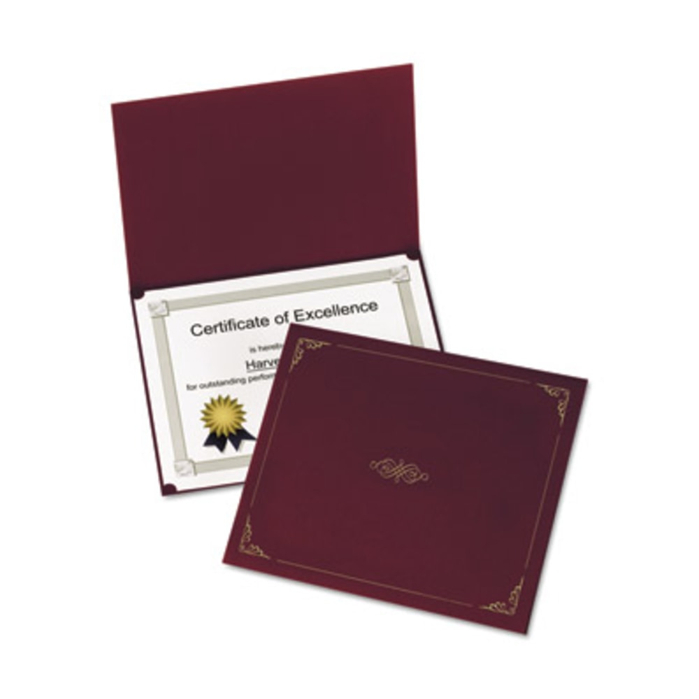 Oxford Letter Certificate Holder - 8 1/2in x 11in - Linen - Burgundy - Acid-free - 5 / Pack MPN:29900585BGD