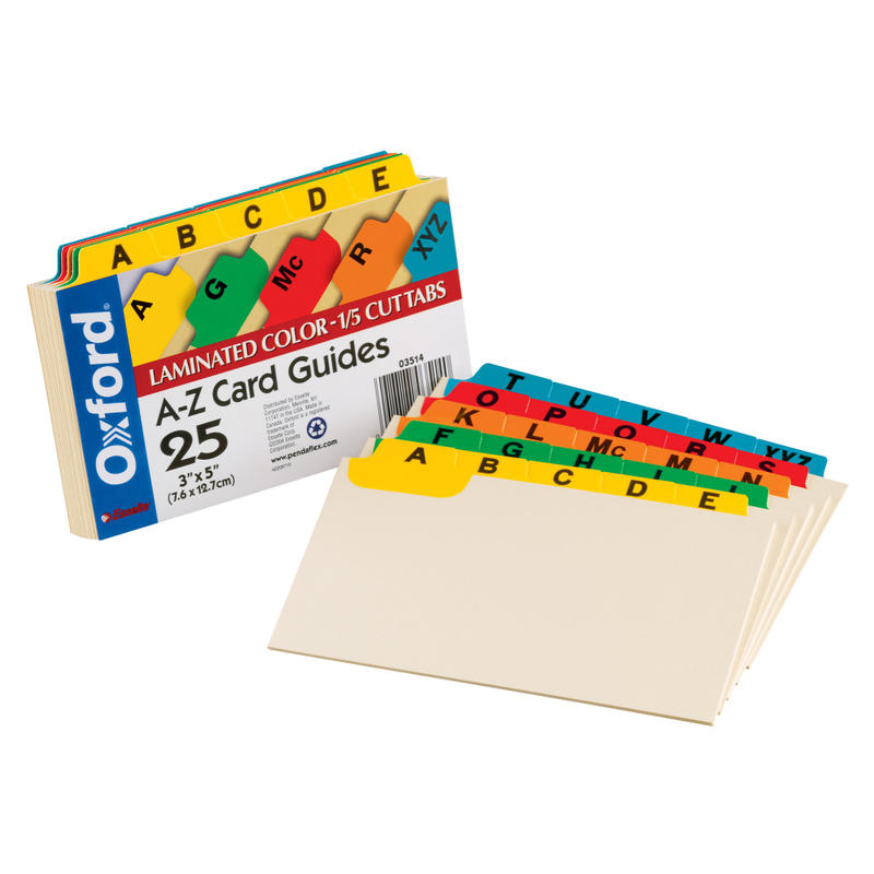 Oxford Manila Card Guides With Laminate Tabs, Alphabetical 