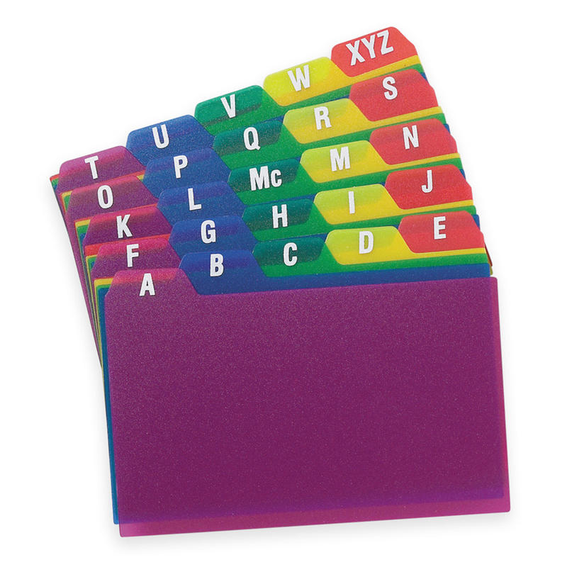 Oxford Poly Card Guides, A-Z, 4in x 6in, Assorted Colors MPN:73154