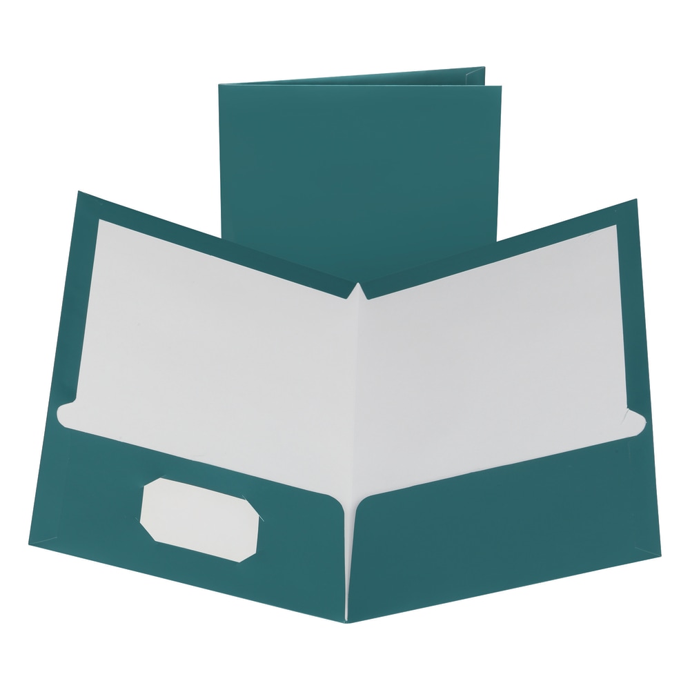 Oxford Laminated Twin-Pocket Folders, 8 1/2in x 11in, Metallic Teal, Box Of 25 MPN:5049561