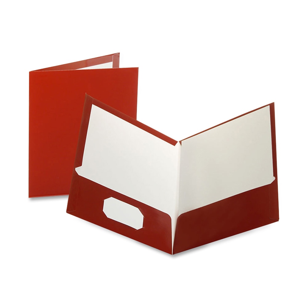 Oxford Laminated Twin-Pocket Folders, 8 1/2in x 11in, Crimson Red, Box Of 25 MPN:51718