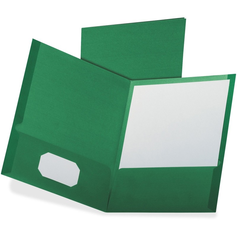 Oxford Letter Recycled Pocket Folder - 8 1/2in x 11in - 100 Sheets Capacity - 2 Pocket - Dark Green - 35% Recycled - 25 / Box MPN:53434