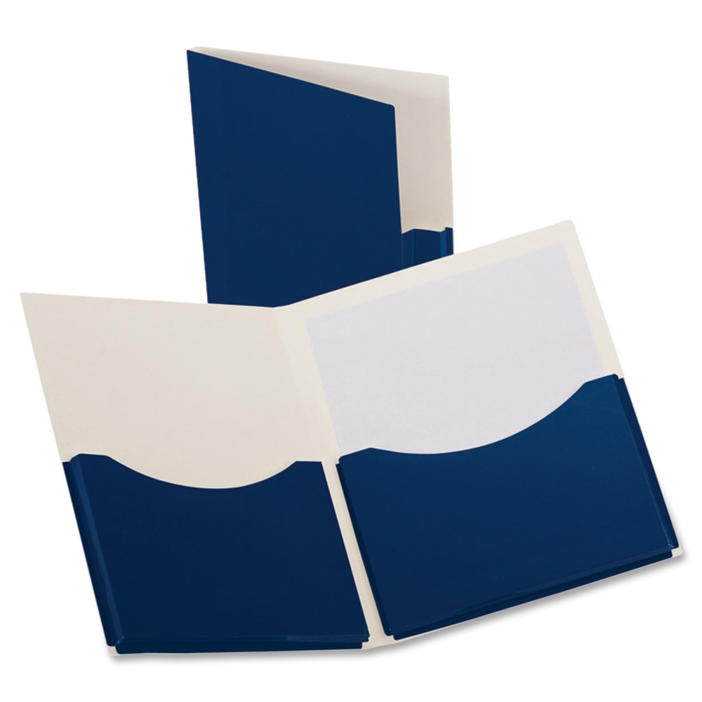 Oxford Laminated Double Stuff Twin-Pocket Folders, 8 1/2in x 11in, Navy, Pack Of 20 MPN:54443