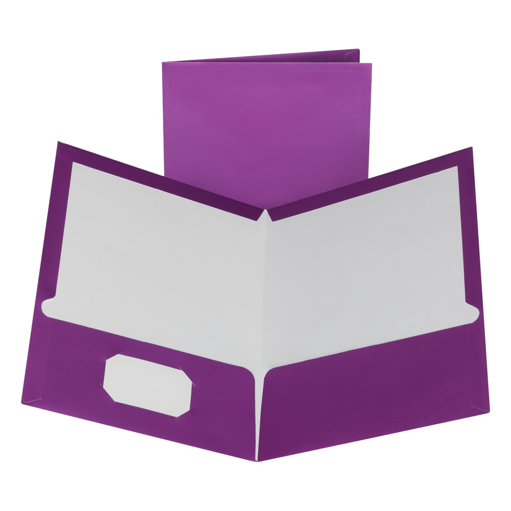 Oxford Laminated Twin-Pocket Folders, 8 1/2in x 11in, Metallic Purple, Box Of 25 MPN:5049526