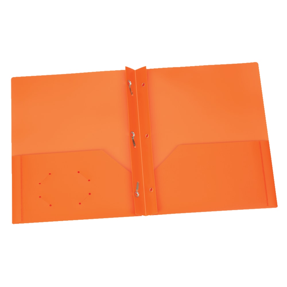 Oxford Poly 2-Pocket Portfolios with Prongs, 8-1/2in x 11in, Orange, Pack Of 25 Portfolios MPN:ESS76023