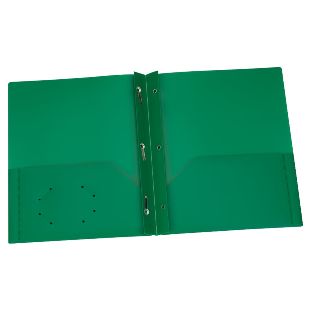 Oxford Poly 2-Pocket Portfolios with Prongs, 8-1/2in x 11in, Green, Pack Of 25 Portfolios MPN:ESS76024