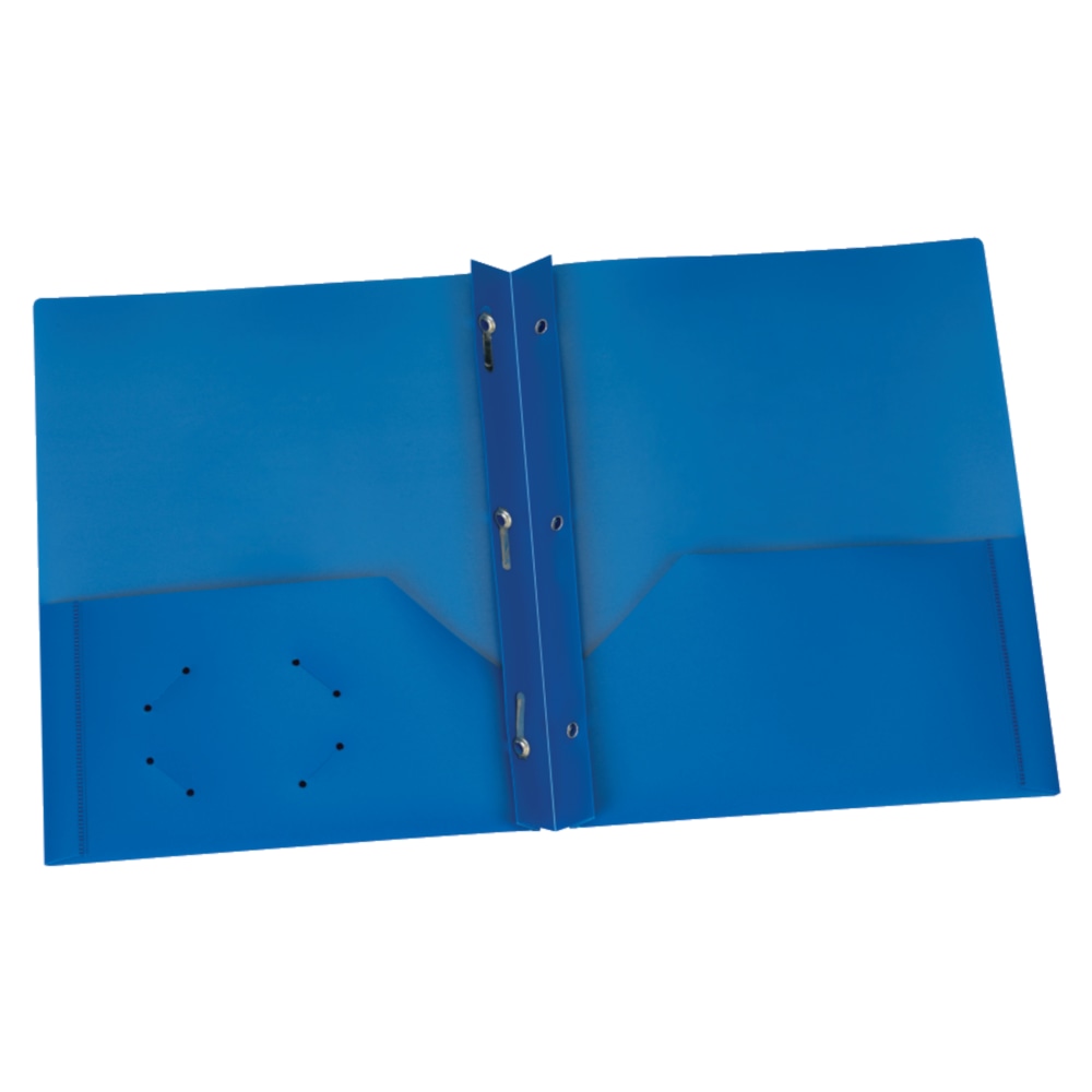 Oxford Poly 2-Pocket Portfolios with Prongs, 8-1/2in x 11in, Blue, Pack Of 25 Portfolios MPN:ESS76026