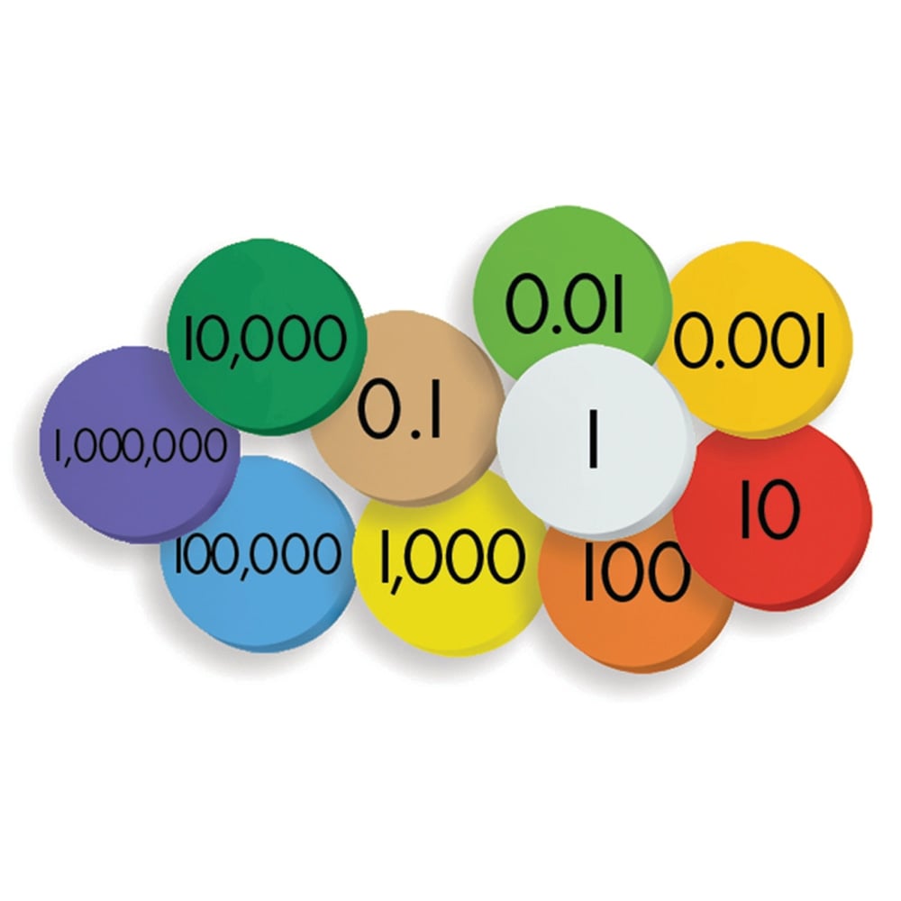Essential Learning Products Place Value Discs, 1in Diameter, Multicolor, Grades 1 - 5, Pack Of 250 Discs MPN:ELP626638
