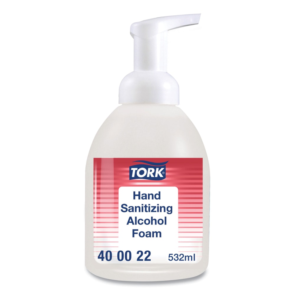 Tork Hand Sanitizing Alcohol Foam Hand Sanitizer, 18 oz Pump Bottle, Unscented, 6/Carton MPN:400022