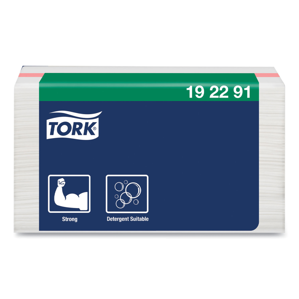 Tork Small Pack Foodservice Cloth, 1-Ply, 11.75 x 14.75, Unscented, White with Red Stripe, 50/Poly Pack, 4 Packs/Carton MPN:192291