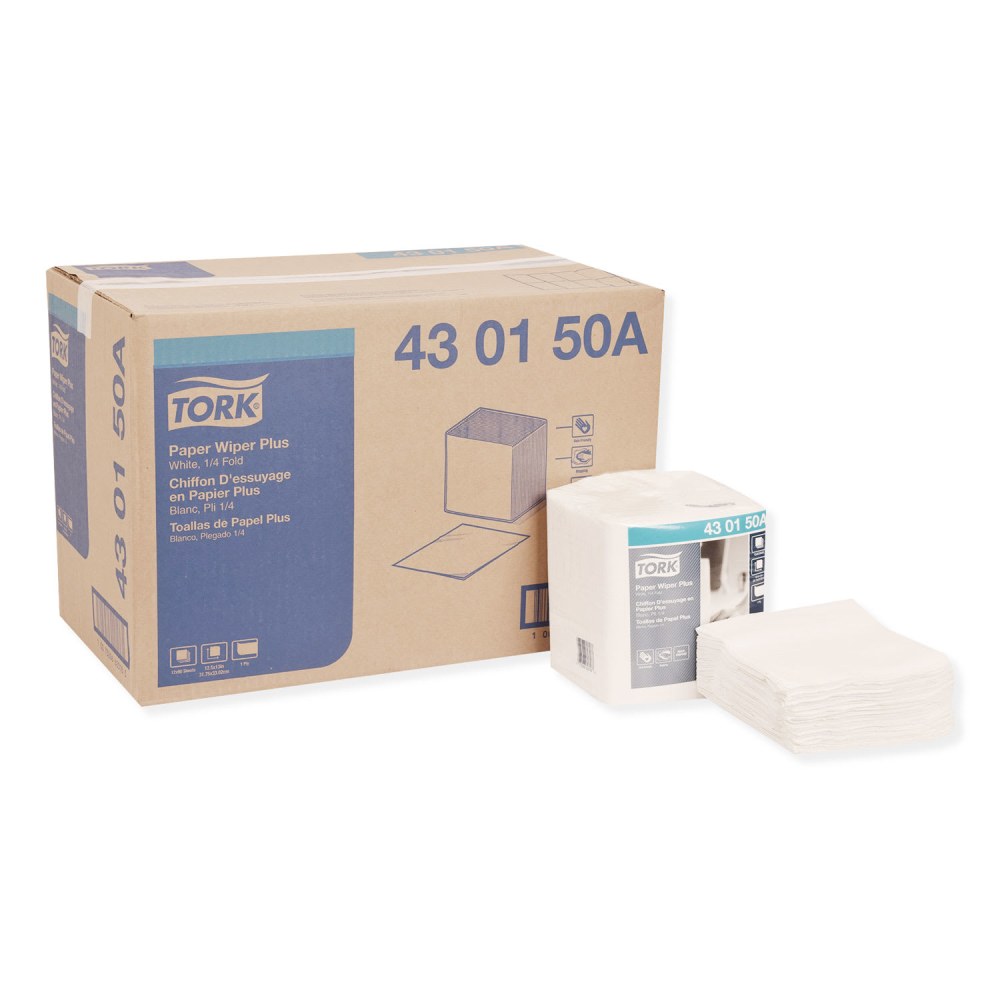 Tork Paper Wiper Plus, 12.5 x 13, White, 1/4 Fold, 90/Pack, 12 Packs/Carton MPN:430150A