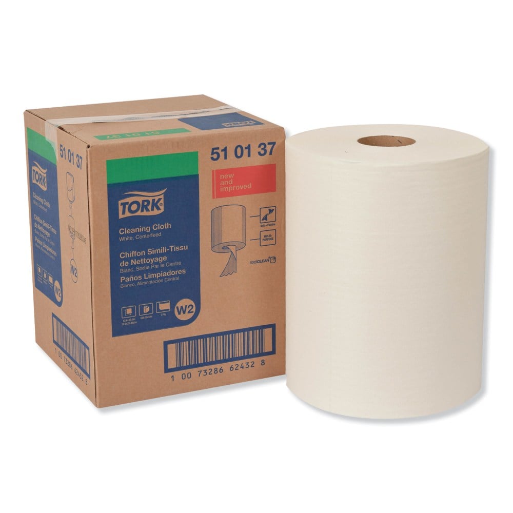 Tork Cleaning Cloth, 12.6 x 10, White, 500 Wipes/Carton MPN:510137