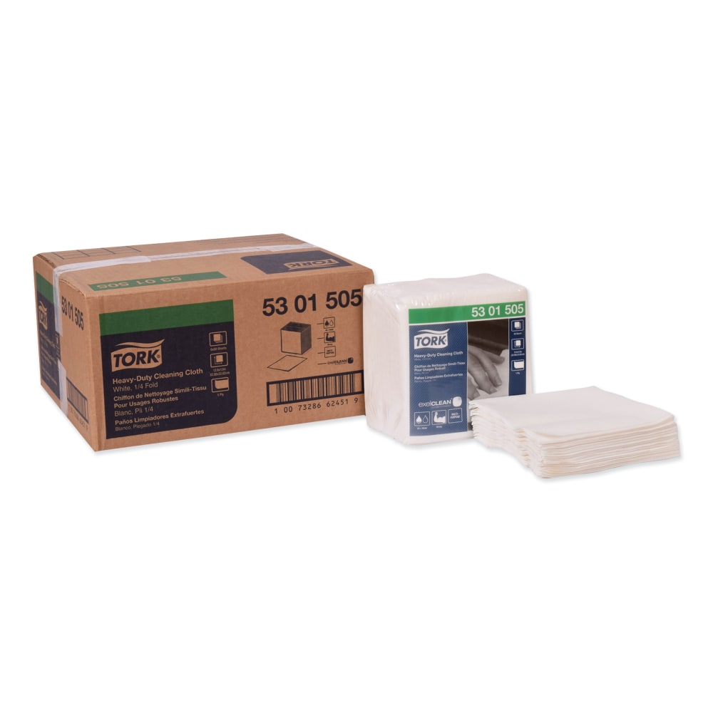 Tork Heavy-Duty Cleaning Cloth, 12.6 x 13, White, 50/Pack, 6 Packs/Carton MPN:5301505