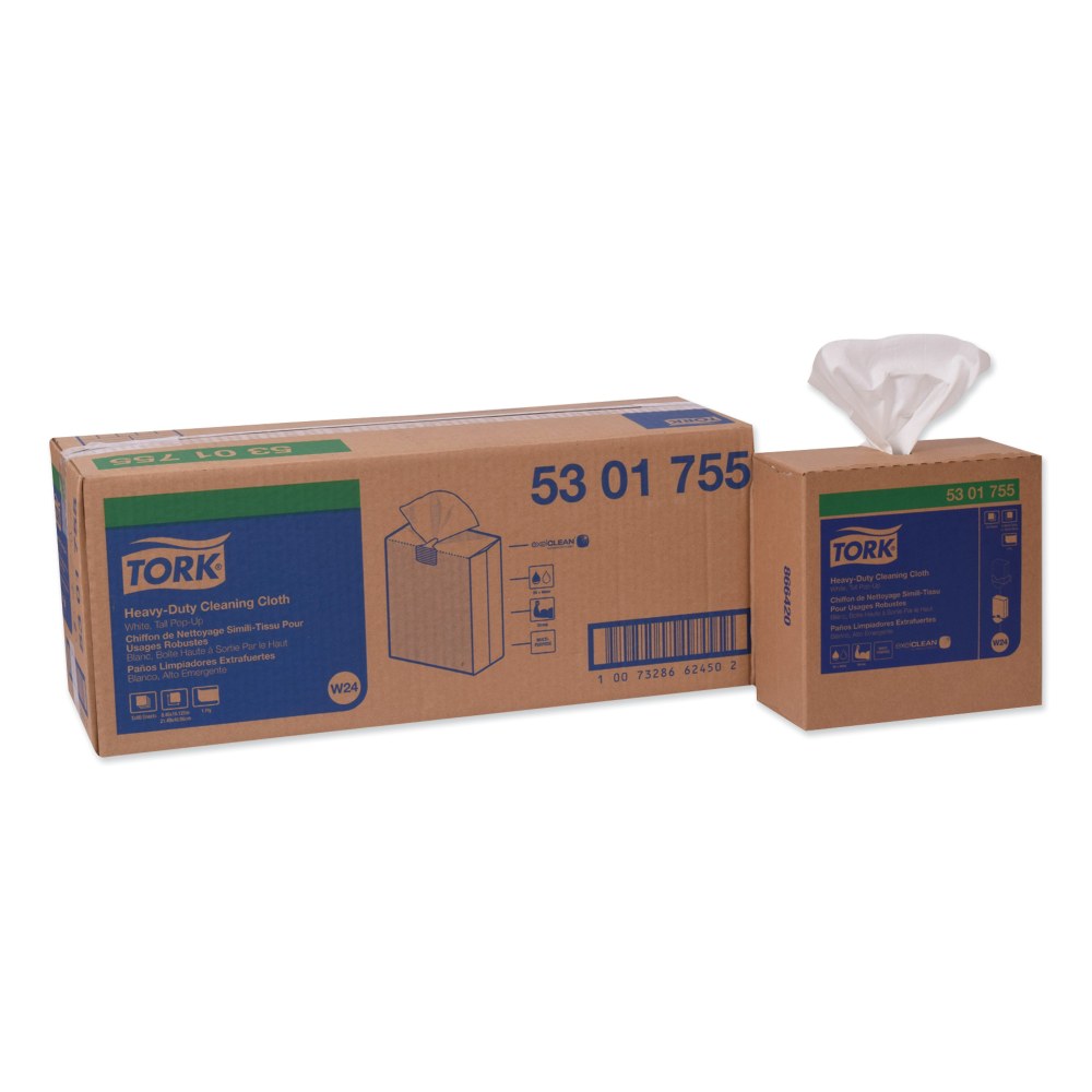 Tork Heavy-Duty Cleaning Cloth, 8.46 x 16.13, White, 80/Box, 5 Boxes/Carton MPN:5301755