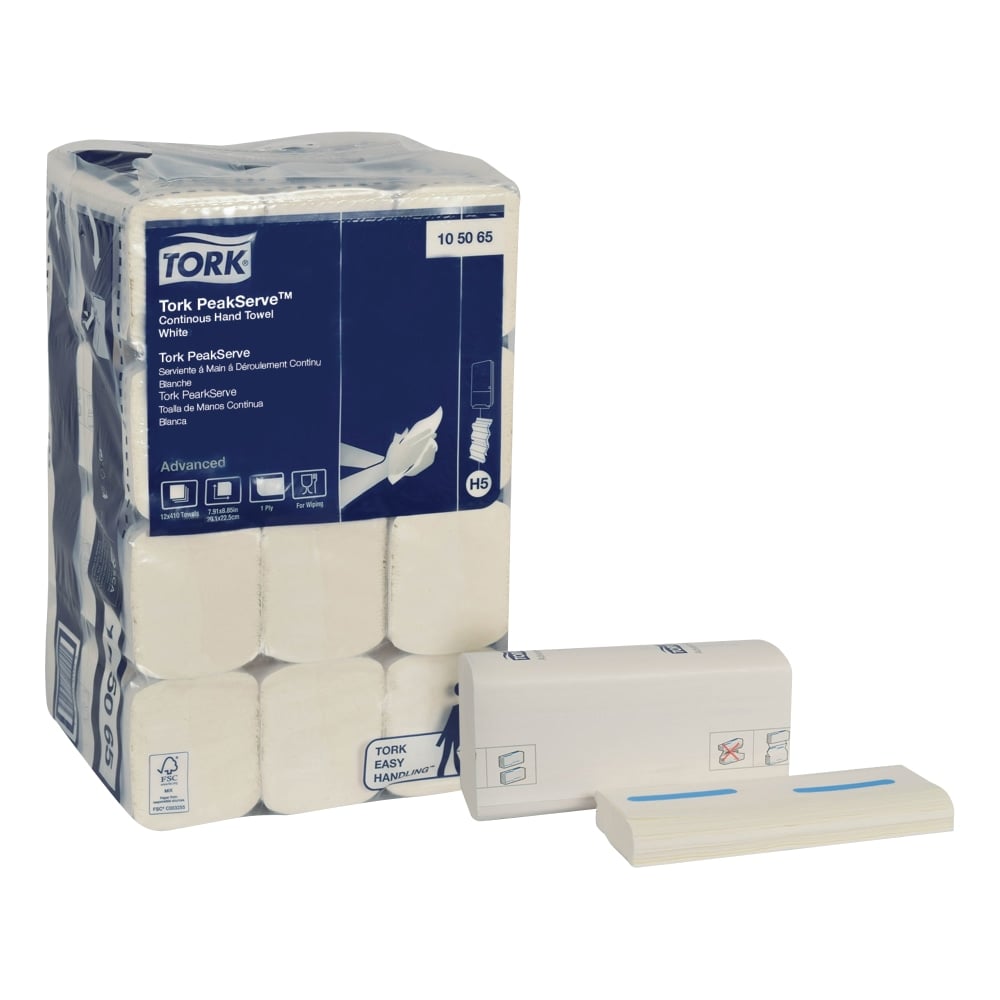 Tork PeakServe 1-Ply Continuous Paper Towels, 410 Sheets Per Pack, Case Of 12 Packs MPN:105065