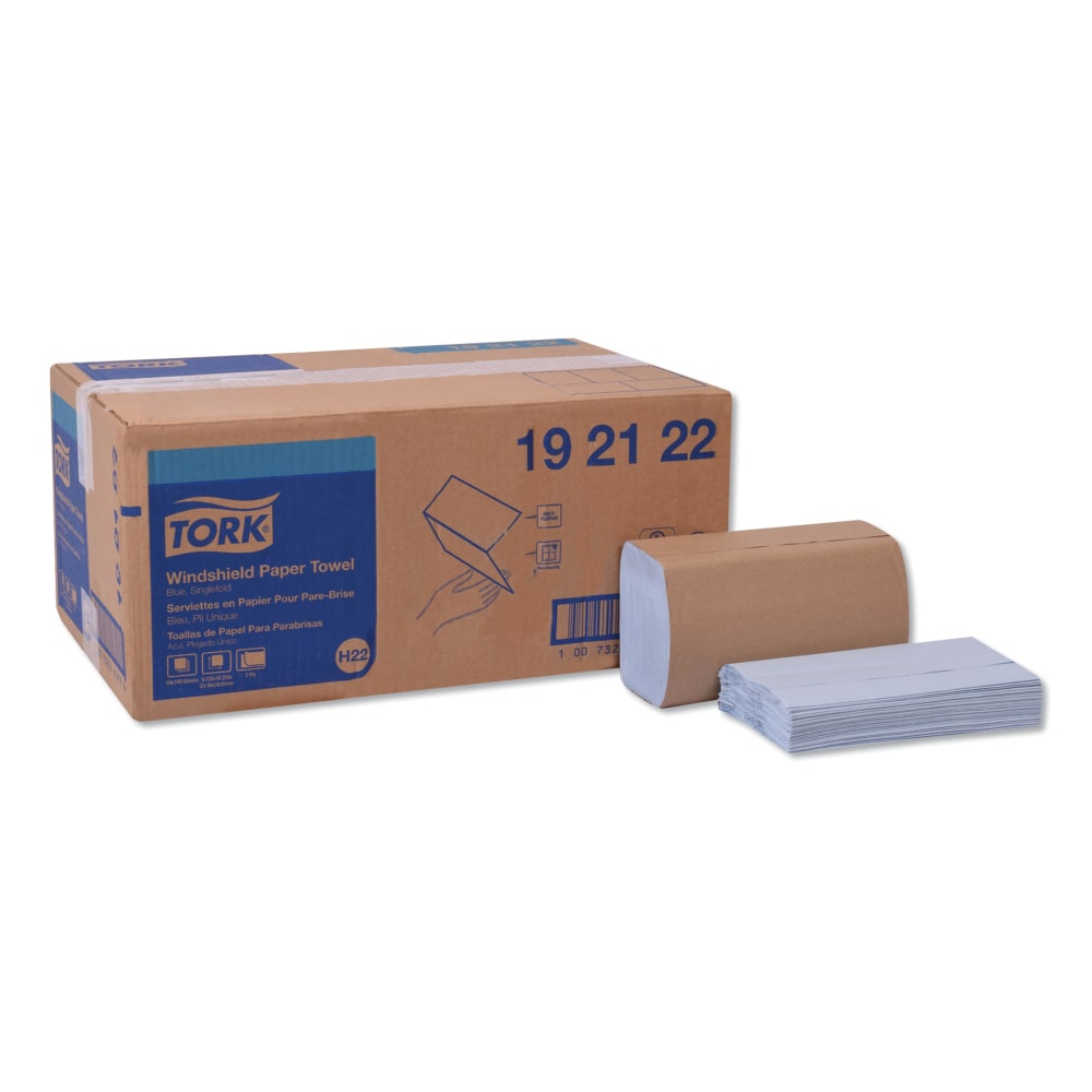 Tork 1-Ply Windshield Paper Towels, Blue, 140 Sheets Per Pack, Case Of 16 Packs MPN:192122