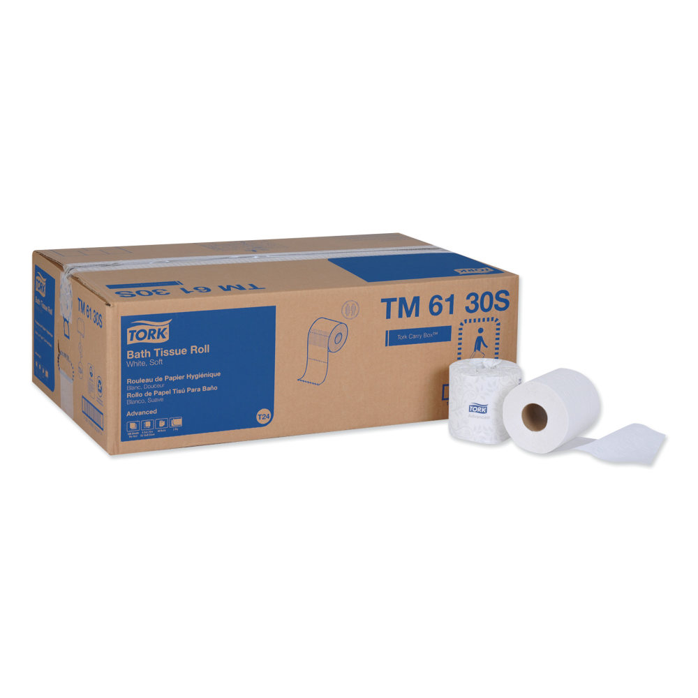 Tork Advanced Bath Tissue, Septic Safe, 2-Ply, White, 500 Sheets/Roll, 48 Rolls/Carton MPN:TM6130S